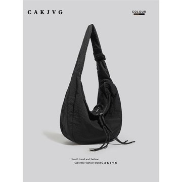 CAKJVG韓版慵懶風肌理防水尼龍餃子包男女通用大容量單肩包斜挎包