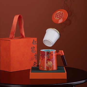 創意陶瓷過濾馬克杯禮盒裝茶水分離個人辦公泡茶杯商務禮品批發