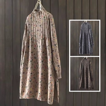 ＊ORead＊復古印花半高領毛衣連身裙(3色F碼)