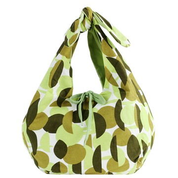 agnes b. 幾何圖兩面用綁布肩背包-綠