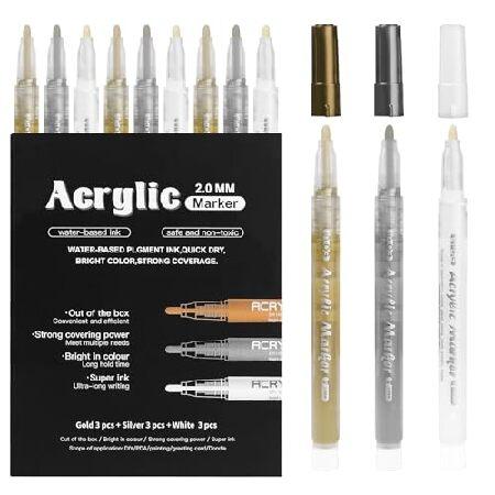 Inoranges Acrylic marker マーカーペン 3色9点セット カラーペン 岩絵 金属 木材 セラミック ガラス 塗り絵 美術 手帳 漫画 ギフトカード