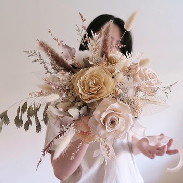 客製溫柔午茶 新娘捧花乾燥花永生花拍照花束居家擺設 Pinkoi 設計購物網站 Line購物