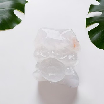 【招財神獸】冰糯飄紅翡翠吞金獸吊飾 | 天然緬甸翡翠A貨 | 送禮