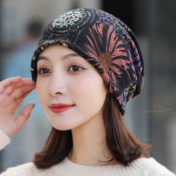 棉質薄款睡帽女款春天堆堆帽秋冬季包頭帽新款睡覺月子帽空調帽子