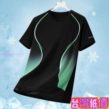 悅裳💎台灣免運💎M-5XL 新款速幹 漸變迷彩 印花冰絲 運動短袖 圓領男款 夏季跑步 健身休閑大碼