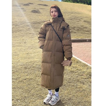 [米蘭精品] 羽絨棉外套夾棉夾克-保暖新款韓版長款過膝女外套2色m1ae17