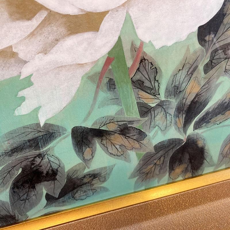 絵画 日本画 杉崎芳章「富貴花-牡丹-」額入り F8 日本の名画 壁飾り 部屋飾り 和風 花柄 背景 インテリア雑貨 壁掛け アートパネル 和室  リビング 玄関 1点もの | LINEショッピング