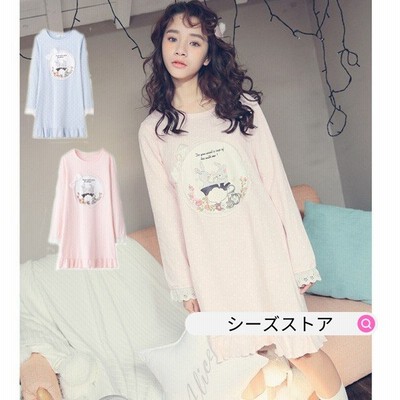 ヴィジョン ストリートウェア ルームウェア ワンピース レディース 春 秋 長袖 パジャマ 綿100 ゆるゆる ネグリジェ ロング 部屋着 寝巻き 女性パジャマ 通販 Lineポイント最大get Lineショッピング