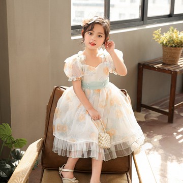 女童連衣裙公主裙2022新款夏季兒童小女孩寶寶洋氣洛麗塔裙子夏裝