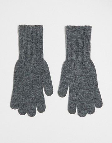 My Accessories London touch screen knitted gloves in grey