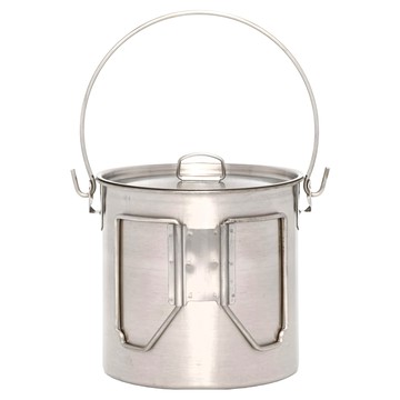 美國Pathfinder 探路者 64oz不銹鋼Bush Pot 野外求生大容量握把杯鍋附提把杯蓋  銀色  1個