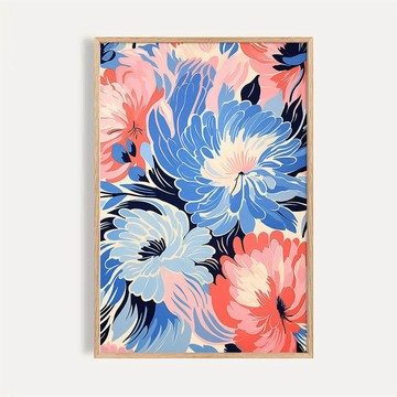 藍粉繁花 Blue Pink Flowers