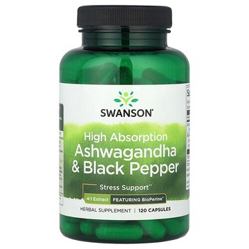 Swanson Vitamins, 高吸收率南非醉茄和黑胡椒，120 粒膠囊