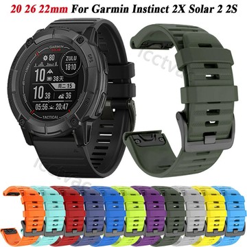 適用佳明Garmin Instinct 2X Solar 2 2S 本能矽膠快拆錶帶 Fenix 7 7X 7S 6 6