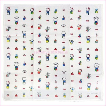 asdfkitty*KITTY積木白色桌墊/餐墊/桌巾/大手帕-43*43公分-防止兒童弄髒桌子-日本正版商品