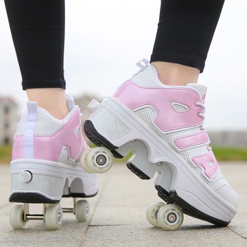 兒童暴走鞋男童雙輪隱形學生爆走鞋女成人滑輪鞋四輪變形鞋可拆卸
