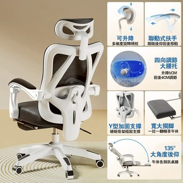 【MGSHOP】莫蘭迪系人體工學椅電腦椅(書桌椅 升降椅 辦公椅(白框黑網)