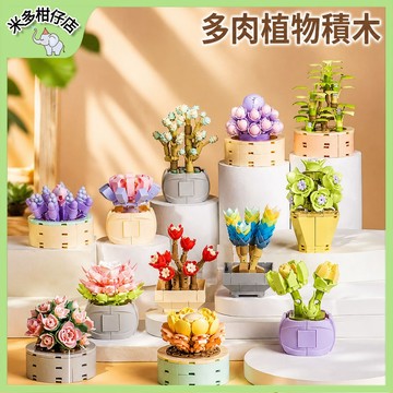 次日達🚀 【現貨】多肉植物積木 盆栽積木 微型顆粒 仿真植物 迷你花卉 桌面擺飾 手作DIY 療癒小禮物 生日禮物