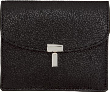TOTEME 黑色 T-Lock Grained-Leather 卡包