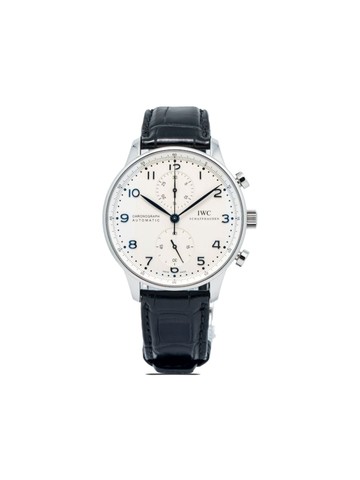 IWC Schaffhausen - pre-owned Portugieser 41mm - men - Leather/stainless steel - One Size - Neutrals