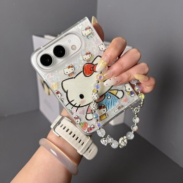 爱心涂鸦猫咪适用苹果18Fold手机壳新品iPhoneFold爆款iPhoneUltra高级感男女贝壳纹三星
