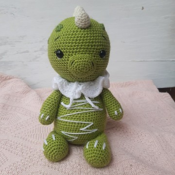 綠色恐龍玩具 絨毛動物 填充玩具 鉤針動物