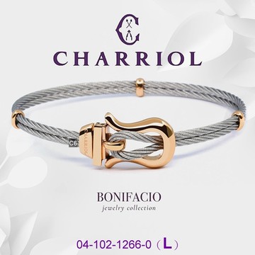 CHARRIOL夏利豪 Bangle Banifacio 博尼法西奧手環玫瑰金頭銀索L款(04-102-1266-0)