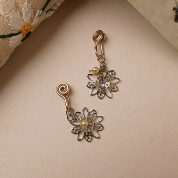 點盞花 無痛耳夾 / 銀