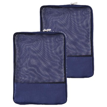 FANCY LIFE 尼龍文件袋 深藍色 網狀透視設計 文件收納整理好幫手  2個