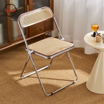 免運 附發票 折疊椅 靠背椅 家用椅 餐椅 折疊椅北歐網紅ins藤編簡約家用餐椅久坐舒適椅子休閑復古靠背凳工廠現貨直銷 售後保障 可開發票 店長新品推薦 全館八折 5z1120