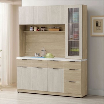 文創集 蘿克5.3尺開門六抽高餐櫃組合-160x40x202cm免組