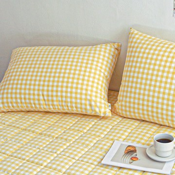 LucidSleep 韓國製柔軟夢幻格紋四季枕頭套  2個  50 x 70 cm  亮黃色