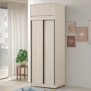 文創集 希望2.7尺開＆推門加高衣櫃組合-81x60x232cm免組