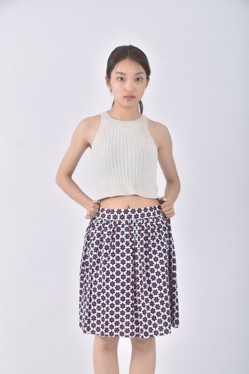 (XL) 質感花紋藍色長裙