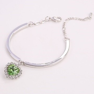 925純銀手鍊 水晶手環-韓版耀眼海洋之心生日情人節禮物女飾品7色73jr36【獨家進口】【米蘭精品】