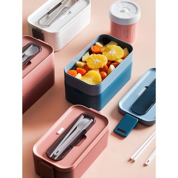 日式雙層飯盒上班族學生專用便當盒可微波爐加熱分格便攜帶飯餐盒