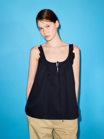 RICO SHIRRING TOP [NAVY]