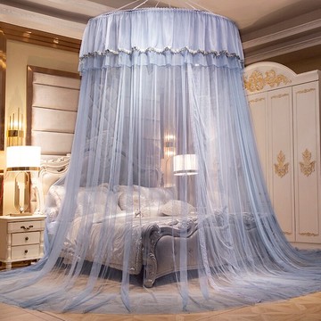 吊頂紋賬吸頂圓頂蚊帳公主風雙人家用蚊帳1.5m1.8m2米床免安裝