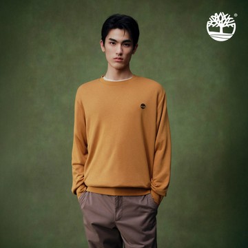 Timberland 男款小麥色圓領長袖上衣|A6JNUP57