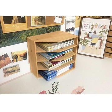 免運 桌面置物架 收納櫃  zakka立臥兩用小多層文件收納架雜志書a4紙宿舍桌面書架實木收納 可開發票 快速出貨