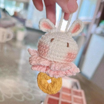 🔥新款🔥DIY蓮花兔兔鑰匙扣包包掛件毛綫手工編織材料包自製禮物可愛鈎針手工編織材料包/毛線鉤織/手作材料/毛線DIY N