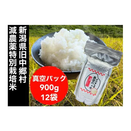 ふるさと納税 新潟県 新潟県減農薬特別栽培米 そのまんま真空パック  900ｇ×12袋セット