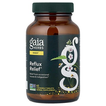 Gaia Herbs, 緩解反流，45 片咀嚼片