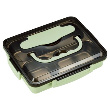 頂規可手提分隔式便當盒  綠色  1個