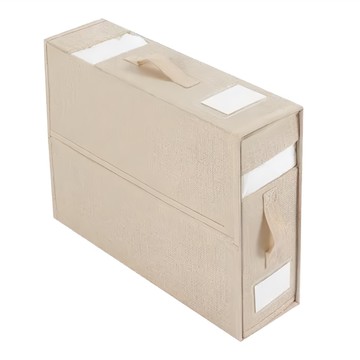 立體可堆疊式布藝收納箱 F0679-03  38 x 33 x 11.5cm  米色  1個