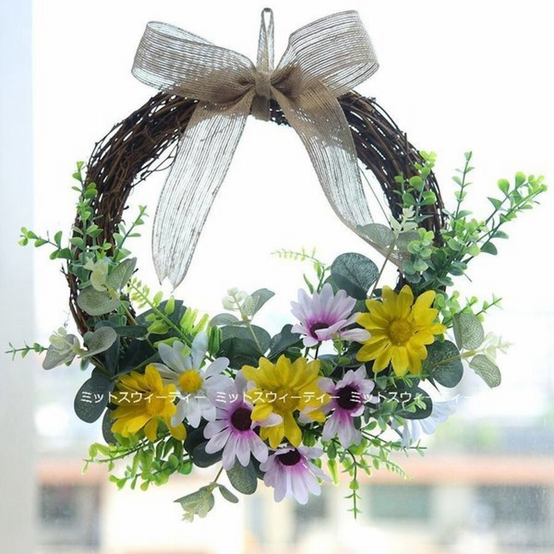 アーティフィシャルフラワー キク 玄関 ドアリース 夏 サマーリース 飾り 壁掛け お祝い インテリア ナチュラル 北欧 店内装飾 ウォールデコ 結婚式場 通販 Lineポイント最大get Lineショッピング