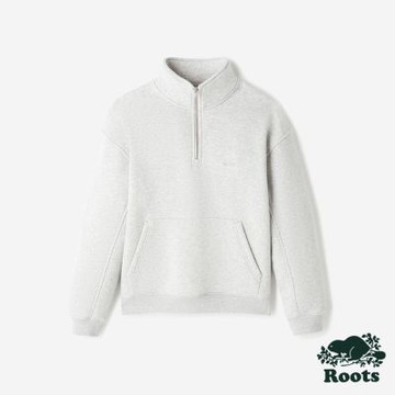 Roots中性-CLOUD ONE FIT 半拉鍊上衣-混色灰