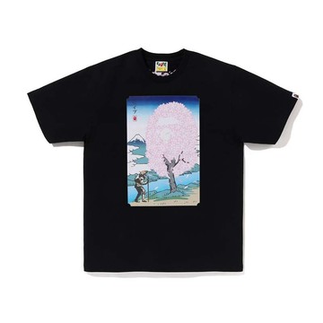 BAPE SAKURA TEE 櫻花 猿人 富士山 圖像 短袖 黑色 RAY-112 [台灣現貨]