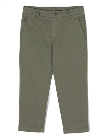 DONDUP KIDS - logo-plaque straight-leg trousers - kids - Cotton/Elastane/Polyester/Cotton - 13 yrs - Green