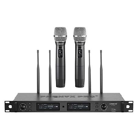 Phenyx Pro Wireless Microphone System, True Diversity Dual Cordless Microphone Set, Professional UHF Handheld Wireless Microphones w Auto Scan, 2x1000